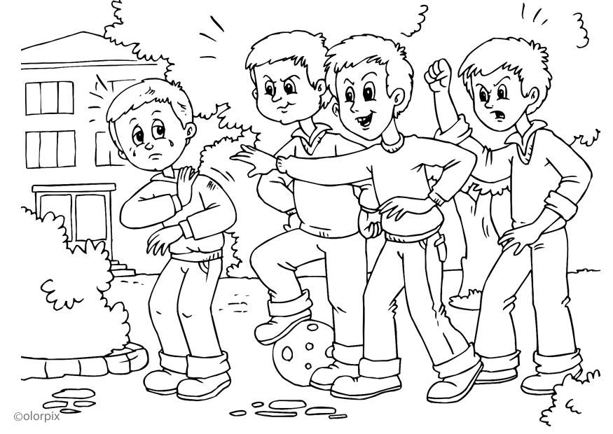 Página para colorir a01 - briga -- bullying
