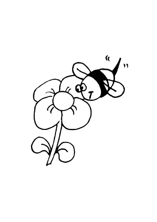 abelha e flor Página para colorir abelha e flor
