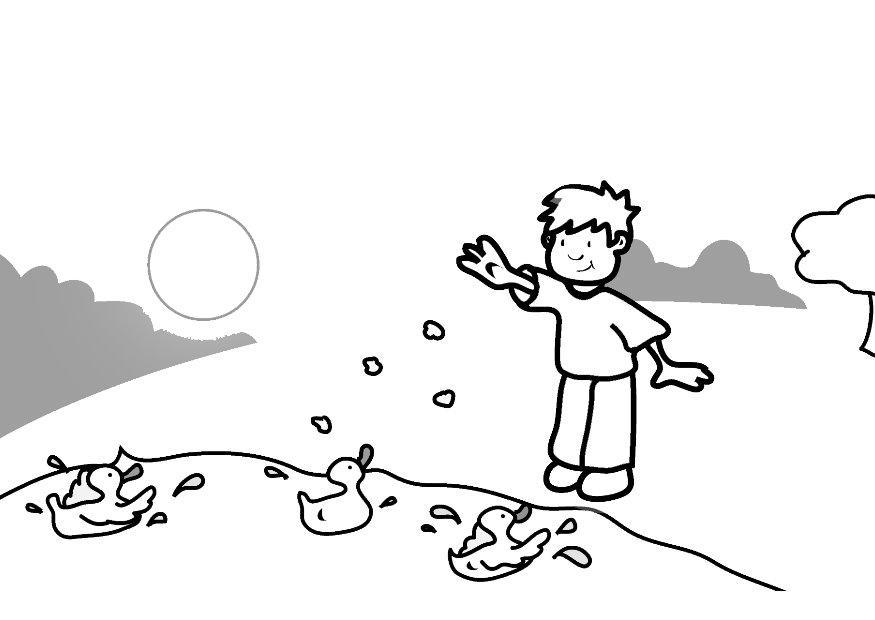alimentando os patos Página para colorir alimentando os patos