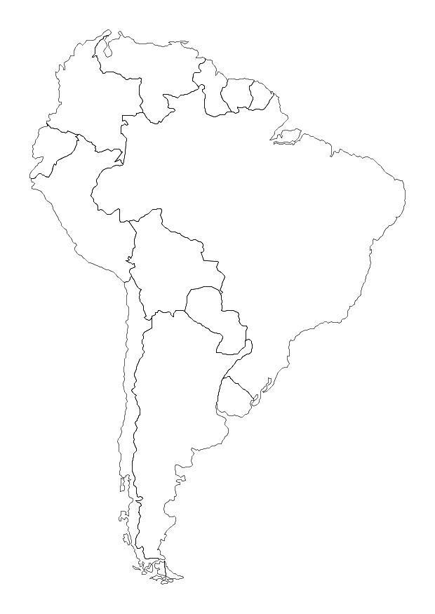amA©rica do sul Página para colorir amA©rica do sul