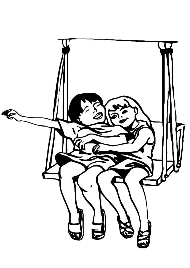amigas no balanA§o Página para colorir amigas no balanA§o