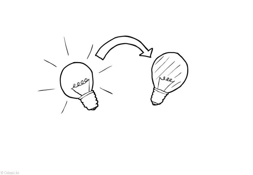 Página para colorir apagar as luzes - economizar energia 