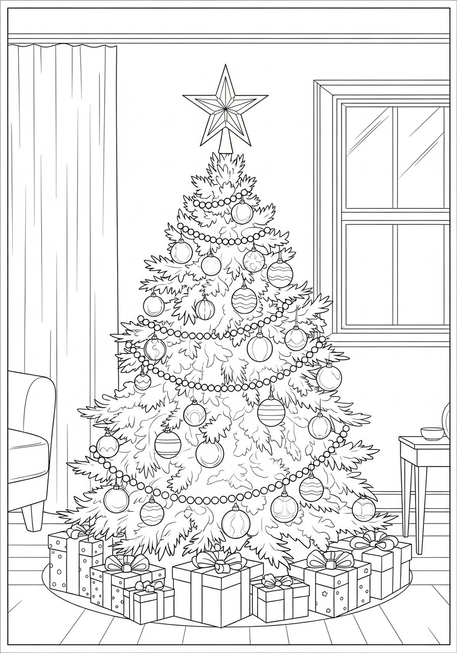 Arvore de natal com estrela Página para colorir Arvore de natal com estrela