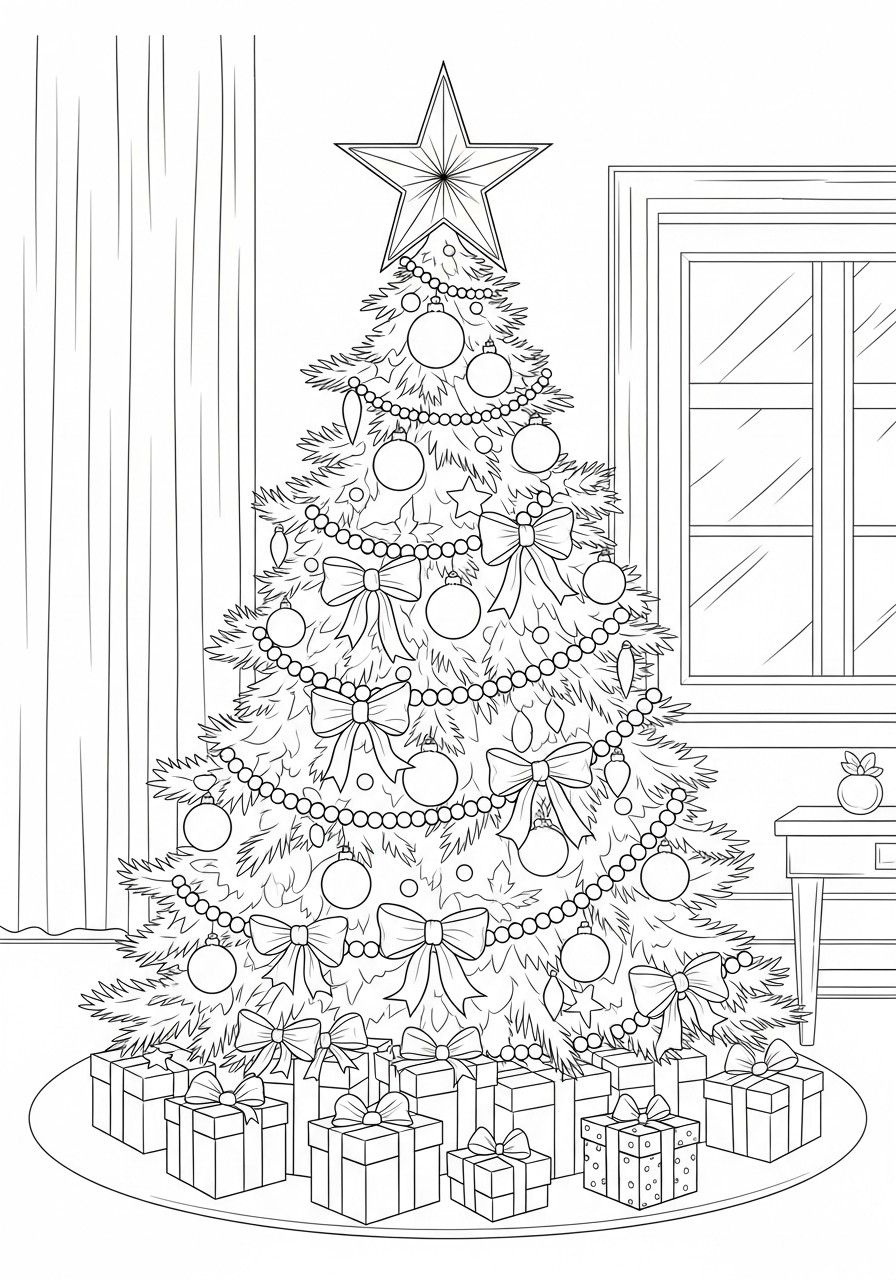 Arvore de natal com estrela Página para colorir Arvore de natal com estrela