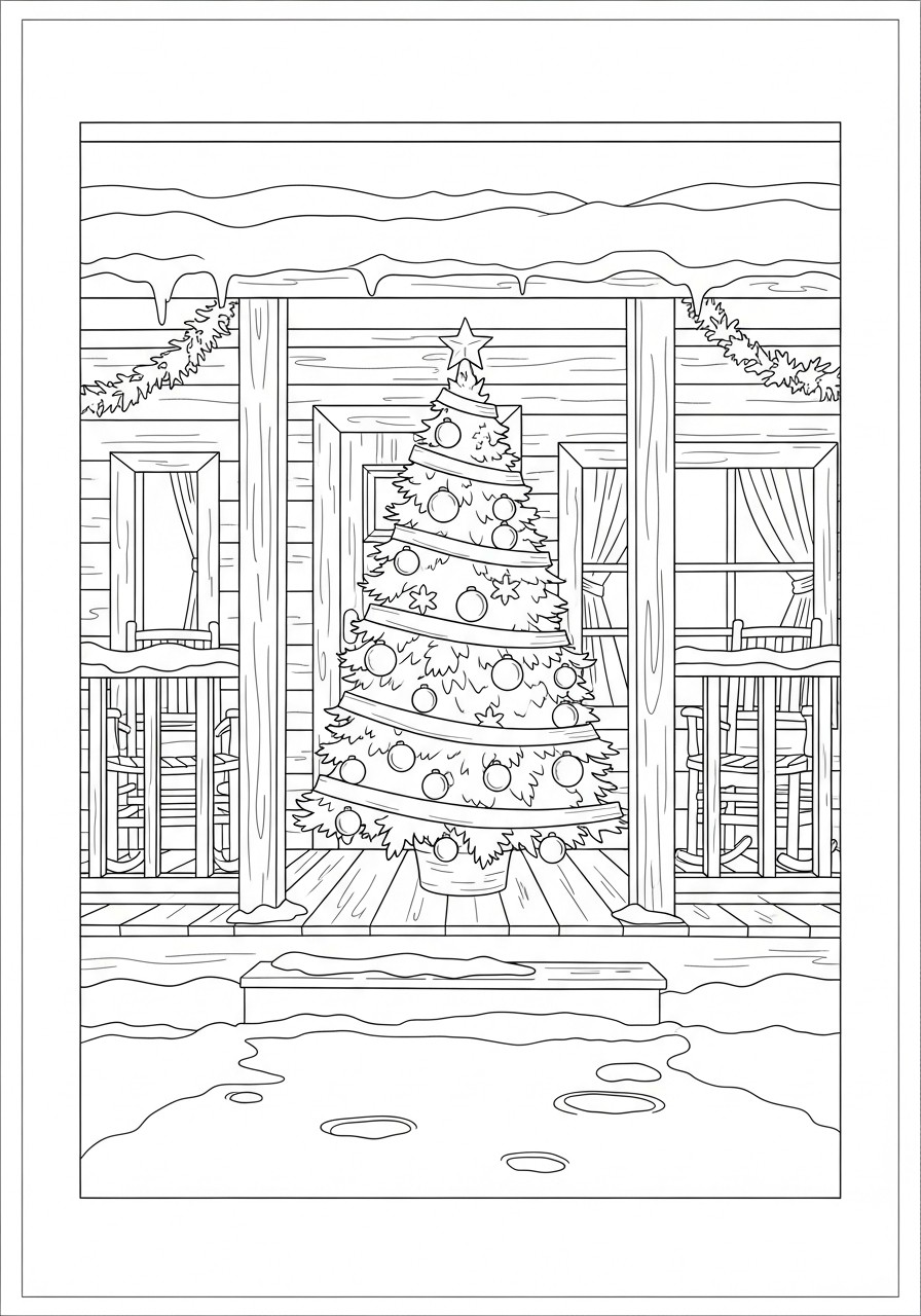 Arvore de natal no terraA§o Página para colorir Arvore de natal no terraA§o