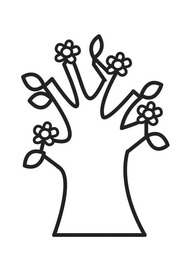 Página para colorir A¡rvore na primavera florescendo 