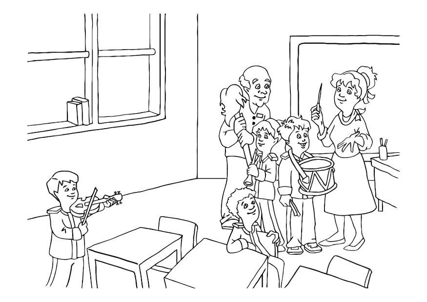 Página para colorir aula de mAºsica 