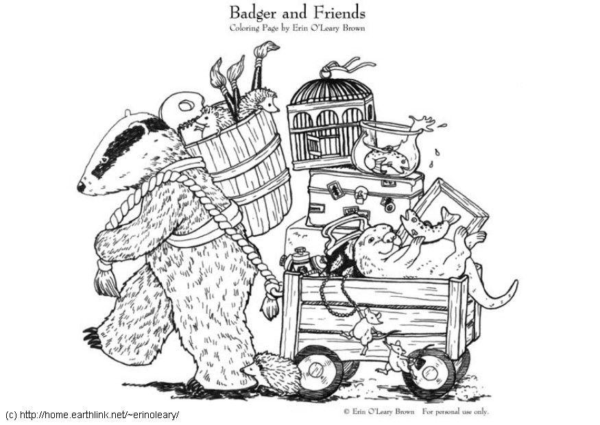badger e seus amigos Página para colorir badger e seus amigos