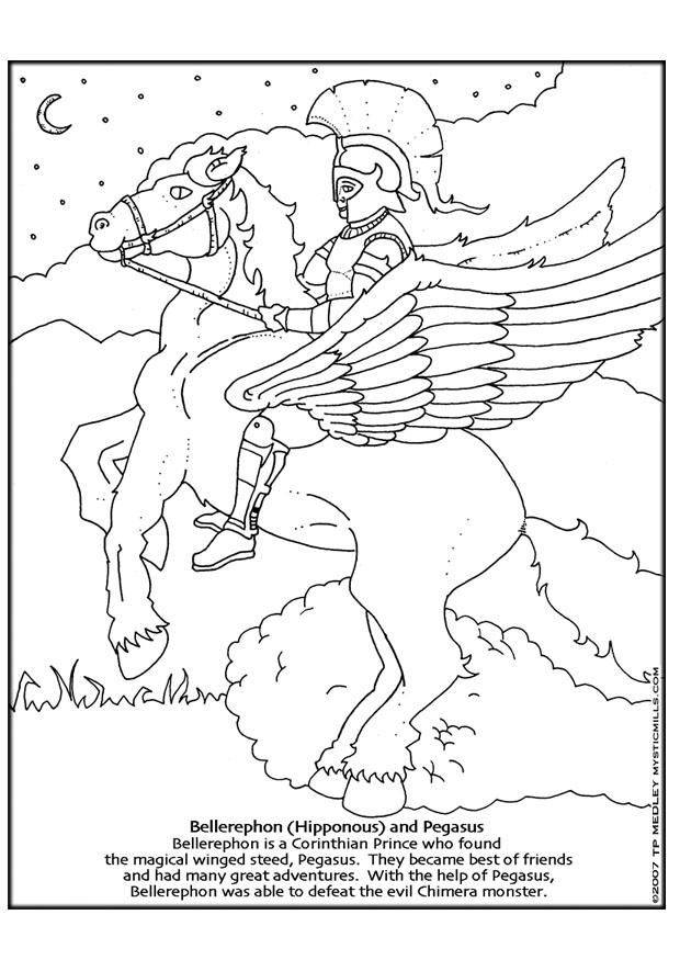 bellerephon e pegasus Página para colorir bellerephon e pegasus