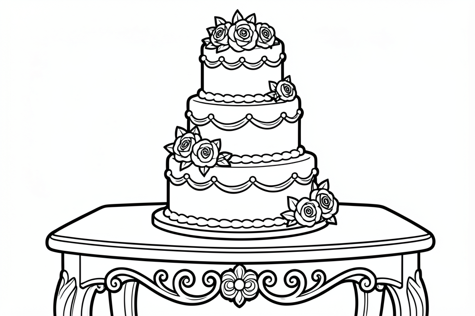 bolo de casamento Página para colorir bolo de casamento