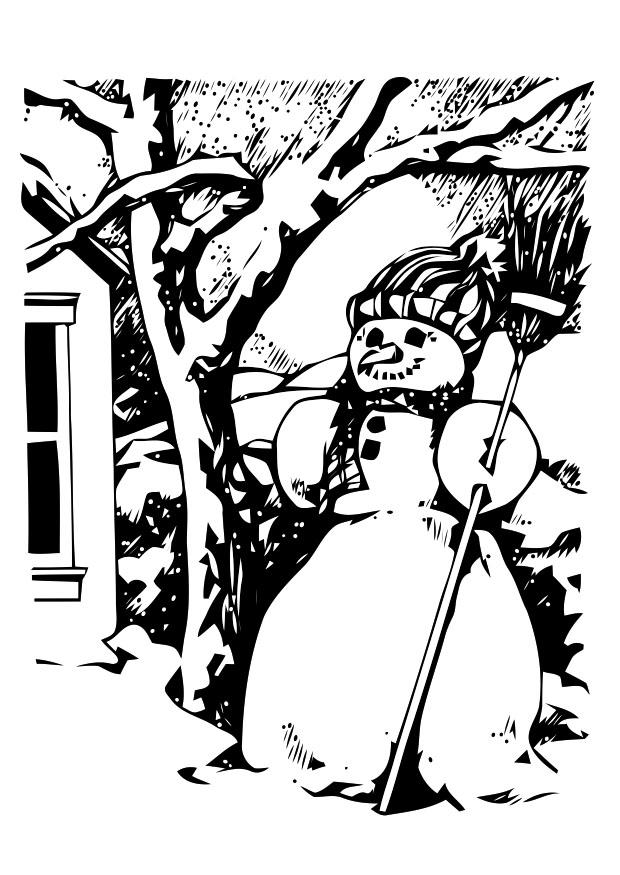 Página para colorir boneco de neve