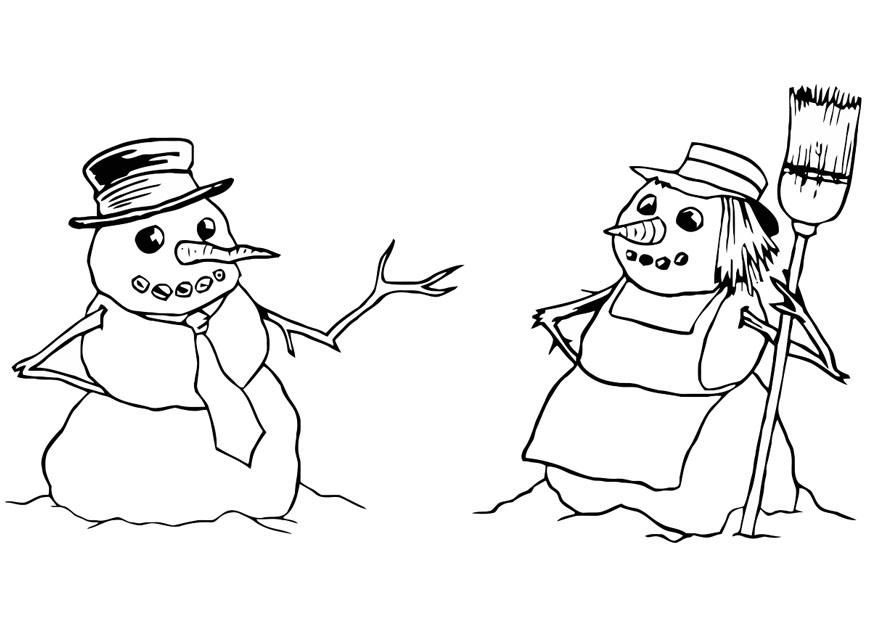 boneco de neve com boneca de neve Página para colorir boneco de neve com boneca de neve