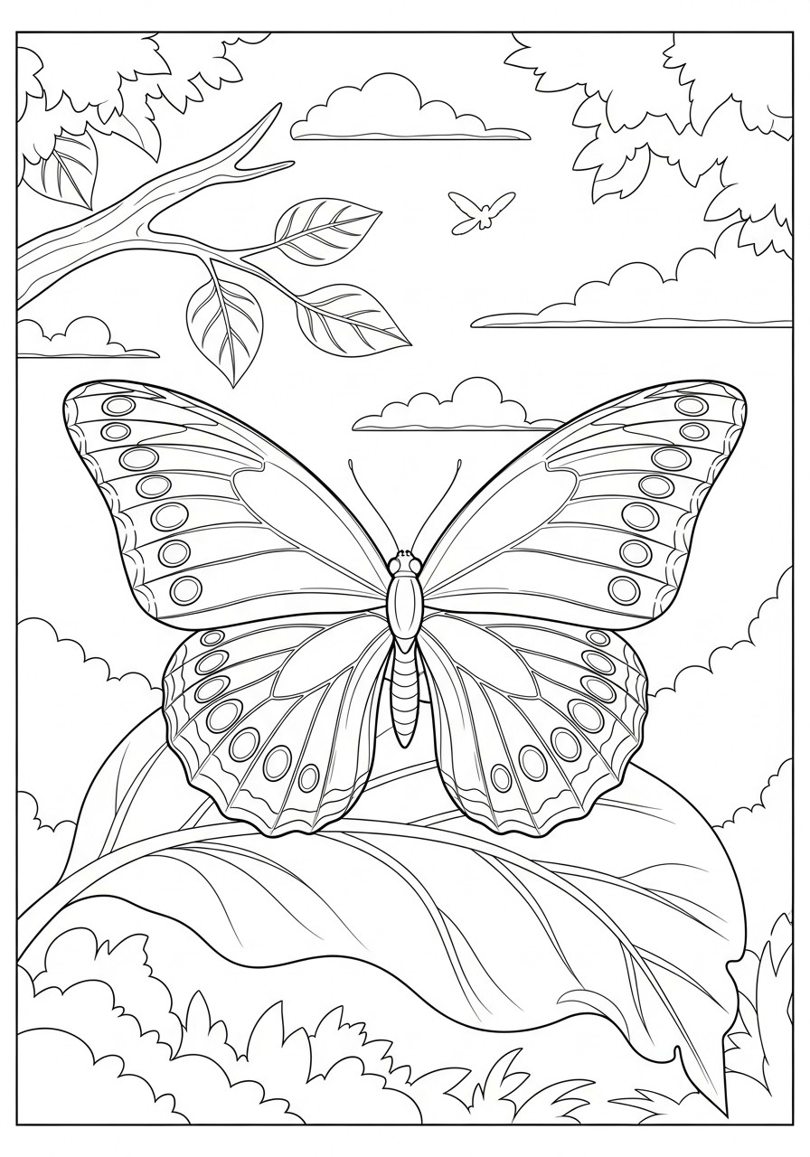 borboleta em uma folha Página para colorir borboleta em uma folha