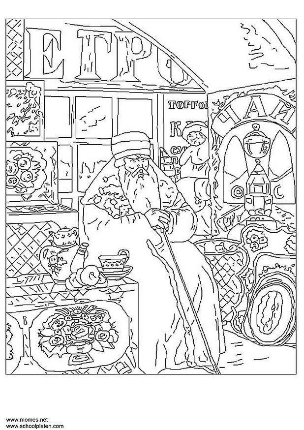 boris kustodiev Página para colorir boris kustodiev