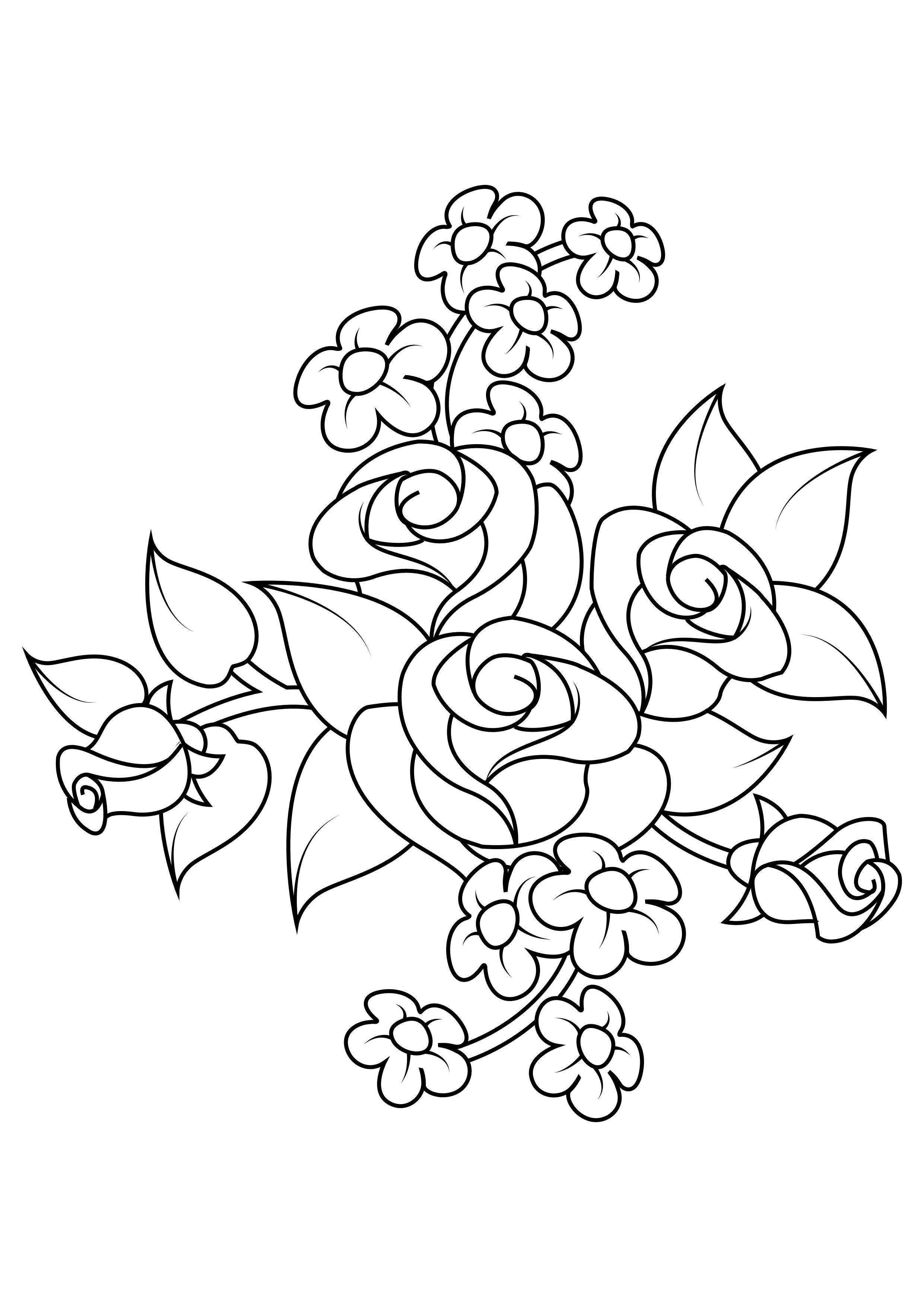 buquAª de rosas Página para colorir buquAª de rosas