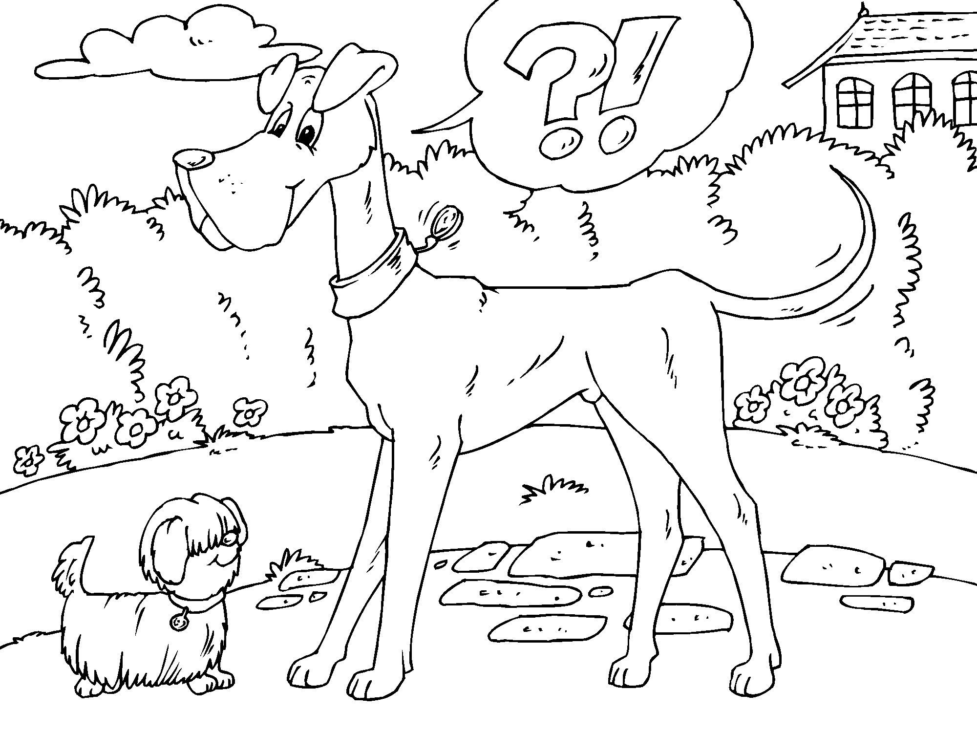 cachorro pequeno e cachorro grande Página para colorir cachorro pequeno e cachorro grande