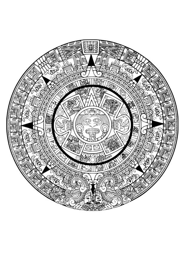 calendA¡rio azteca Página para colorir calendA¡rio azteca
