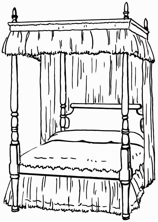 cama de dossel Página para colorir cama de dossel