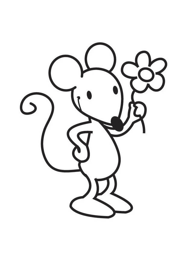 camundongo com uma flor Página para colorir camundongo com uma flor
