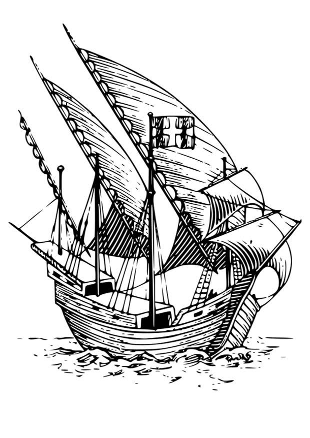 caravela Página para colorir caravela