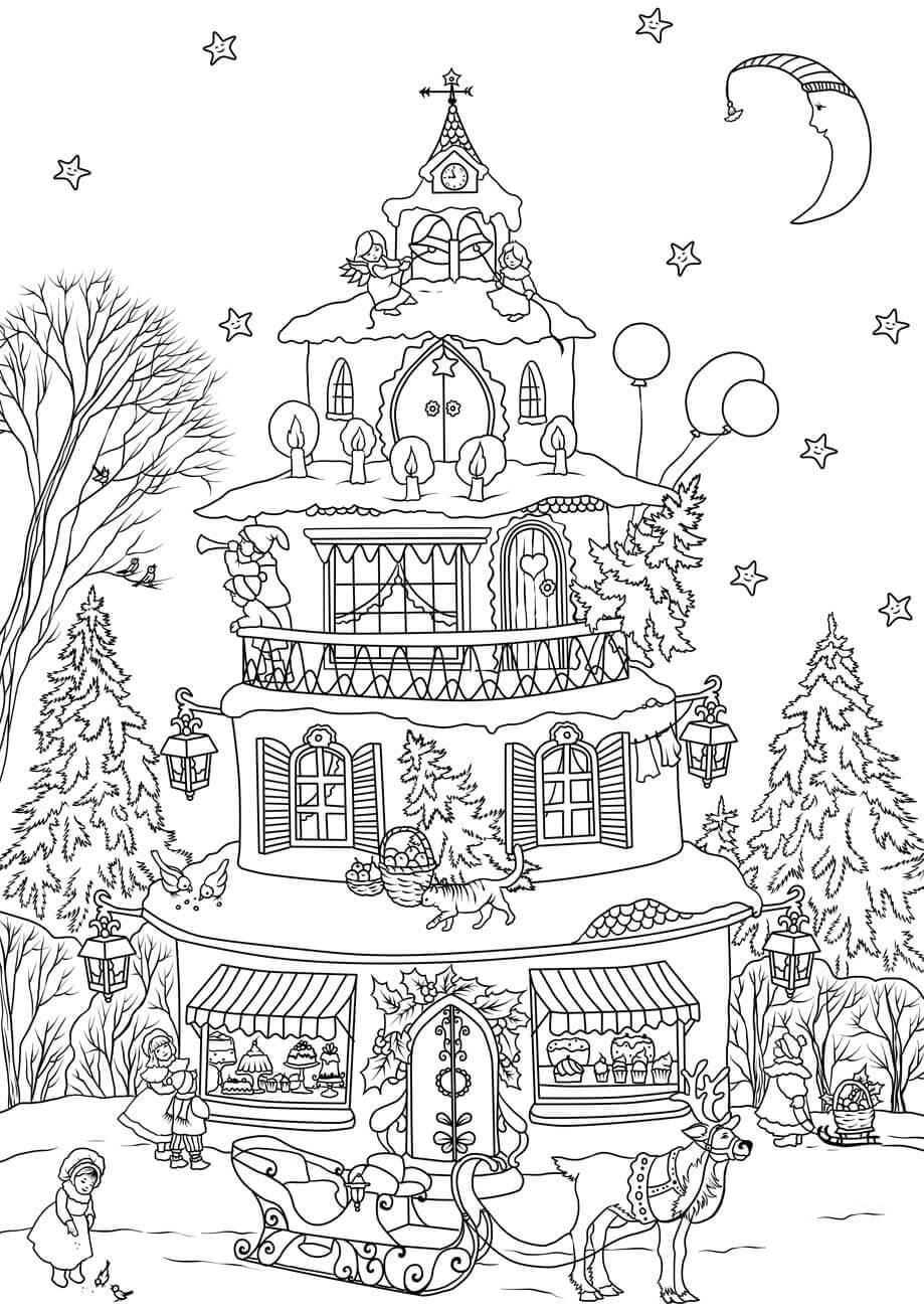 casa do papai noel Página para colorir casa do papai noel
