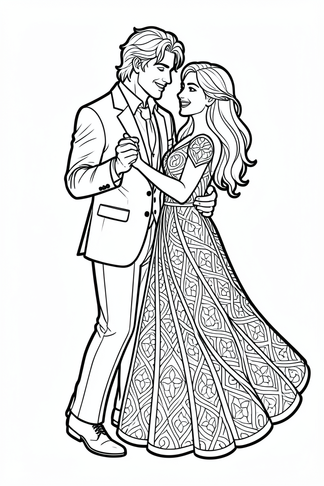 casal danA§ando Página para colorir casal danA§ando