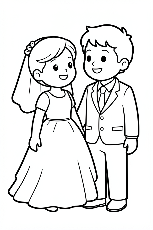 Página para colorir casamento