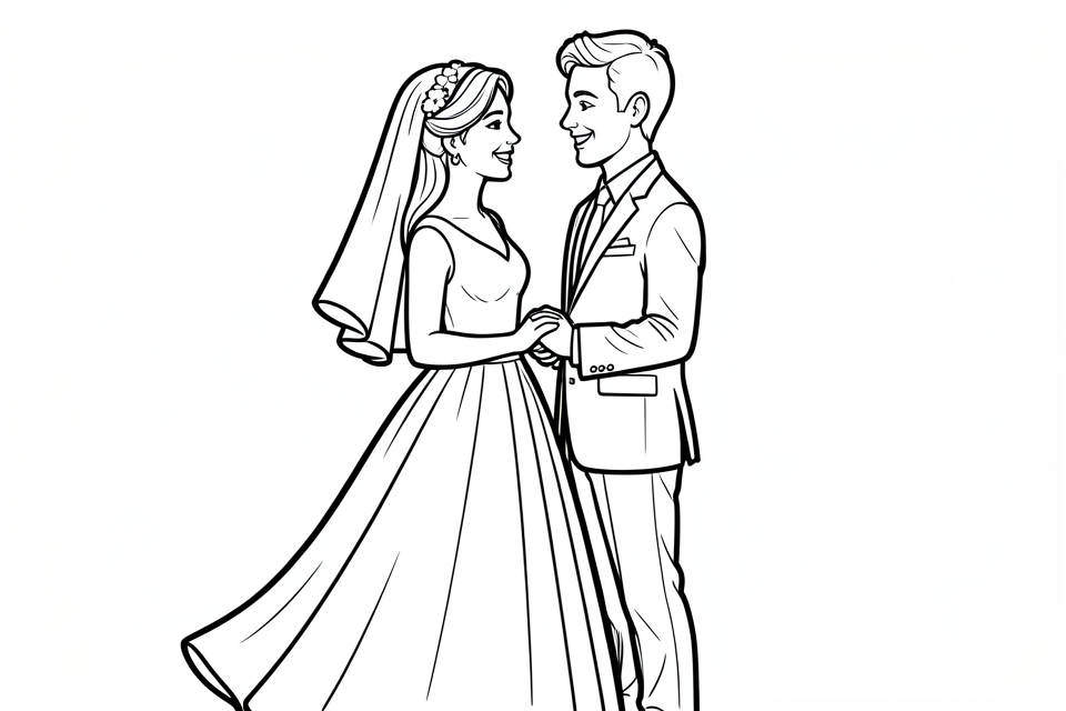 Página para colorir casamento