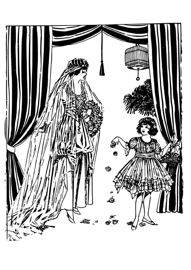 casamento com a dama de honra Página para colorir casamento com a dama de honra