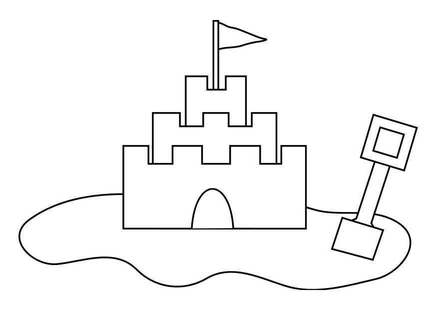 castelo de areia Página para colorir castelo de areia