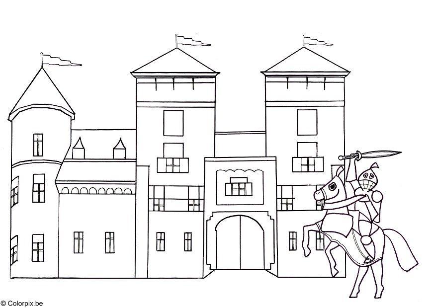 cavaleiro e castelo Página para colorir cavaleiro e castelo