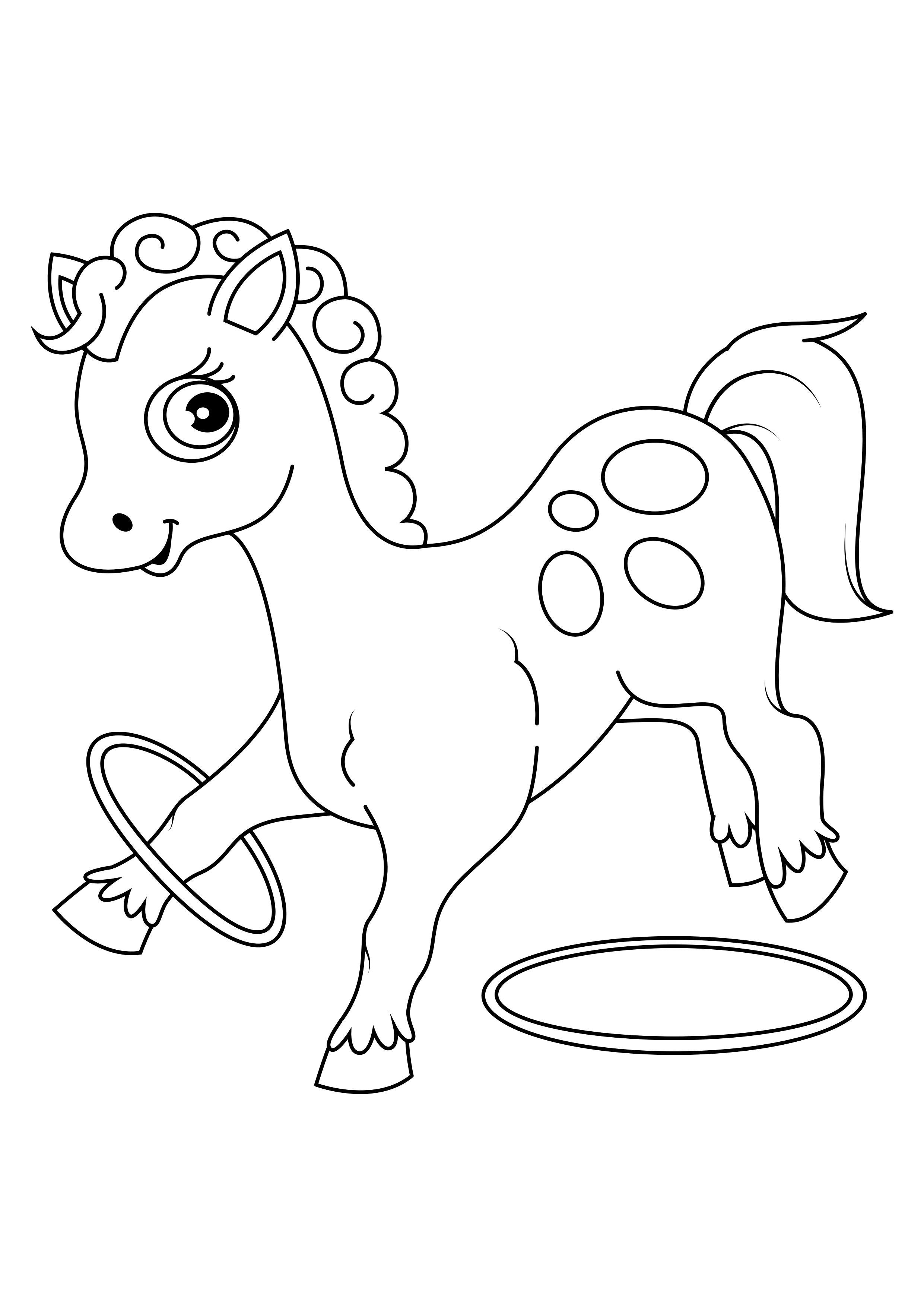 Página para colorir cavalo com aros