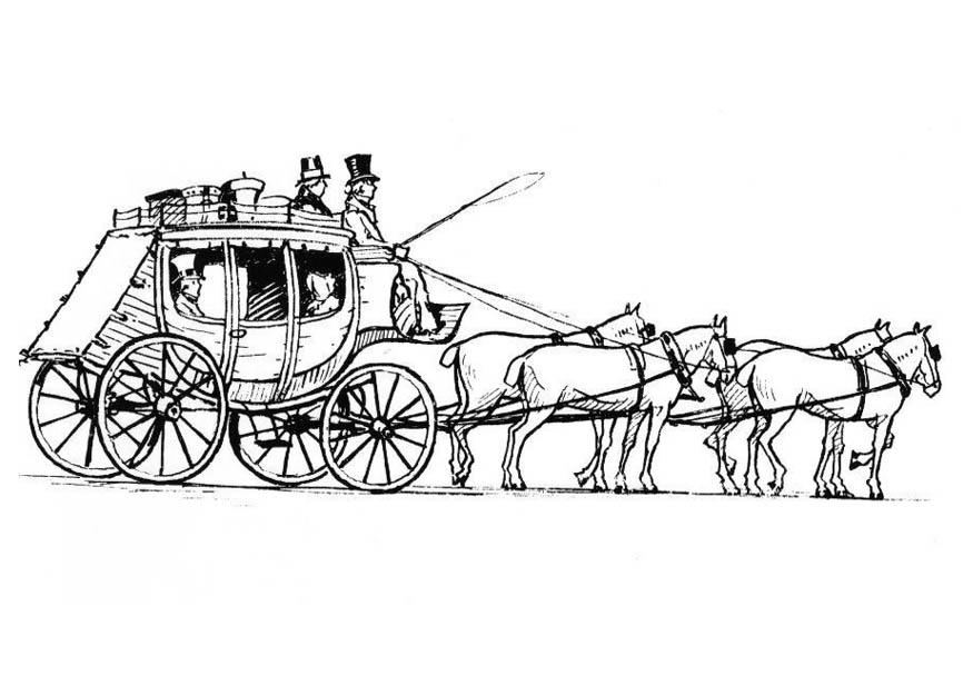 cavalos e carruagem Página para colorir cavalos e carruagem