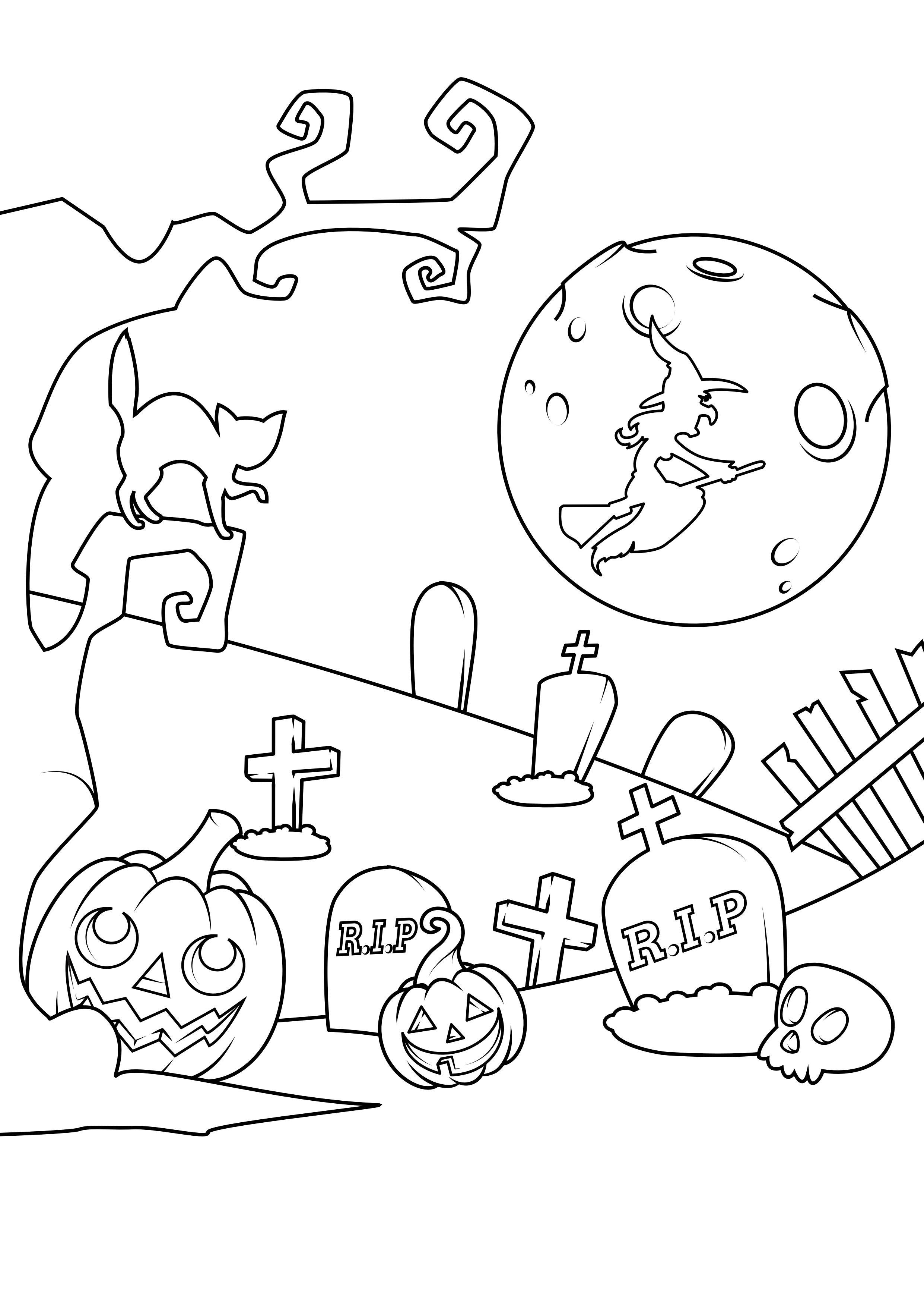 cemitA©rio de halloween Página para colorir cemitA©rio de halloween