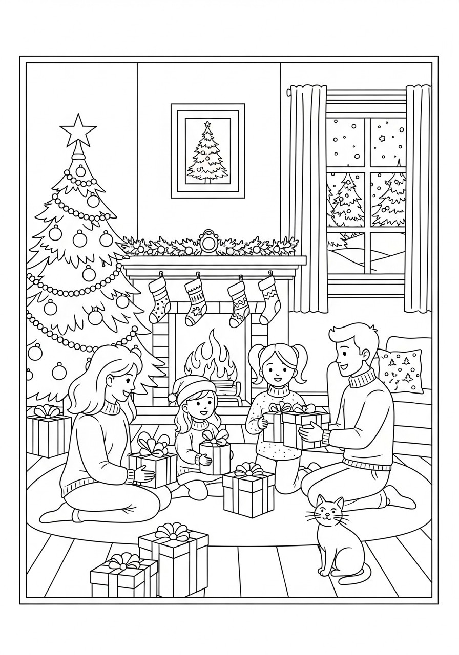 cena de natal Página para colorir cena de natal