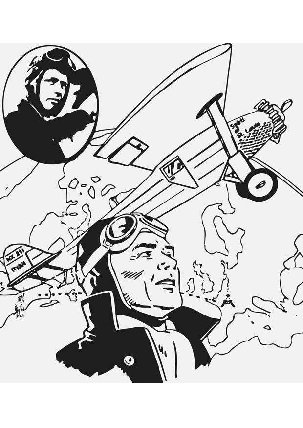 charles lindbergh Página para colorir charles lindbergh