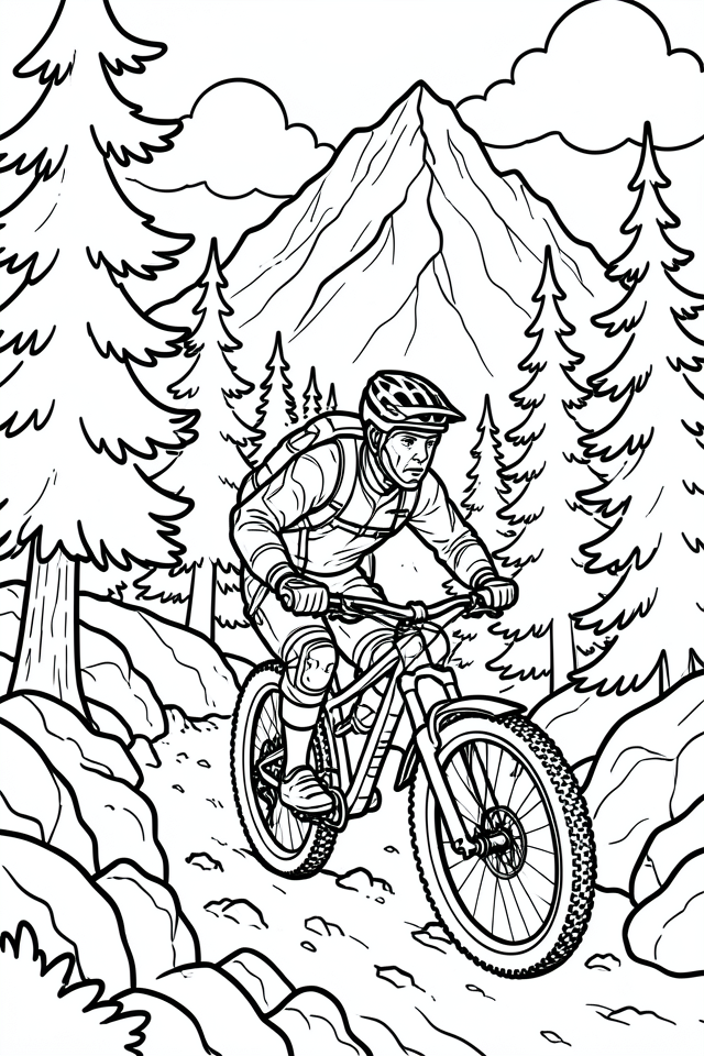 ciclista de montanha Página para colorir ciclista de montanha