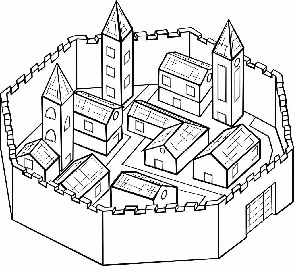 cidade murada Página para colorir cidade murada