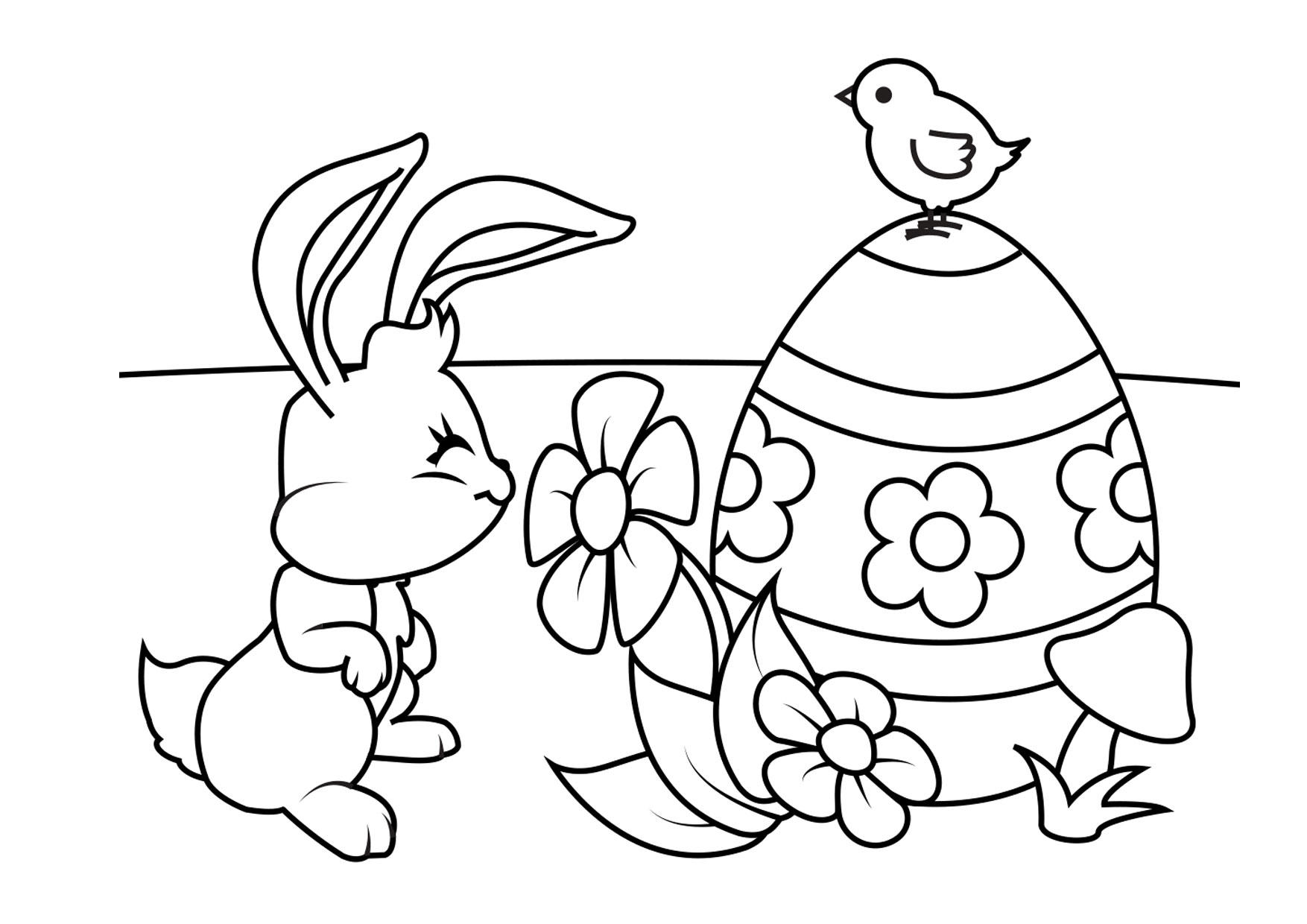 coelhinho da pA¡scoa com ovo e pintinho da pA¡scoa Página para colorir coelhinho da pA¡scoa com ovo e pintinho da pA¡scoa