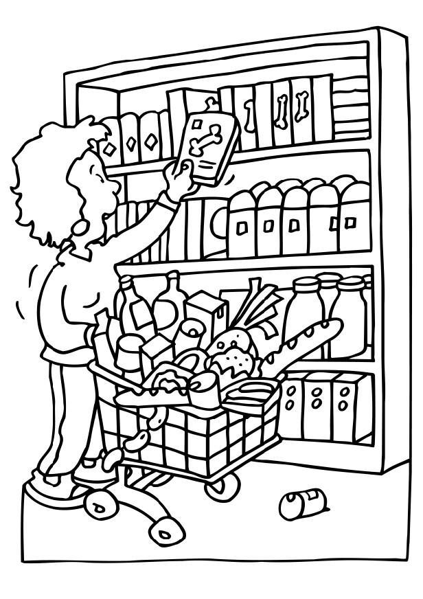 Página para colorir compras