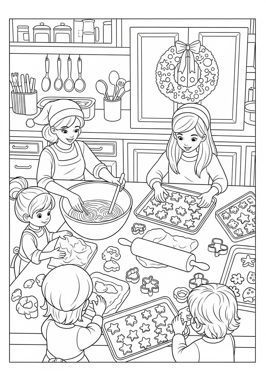 Página para colorir cozinhar no natal