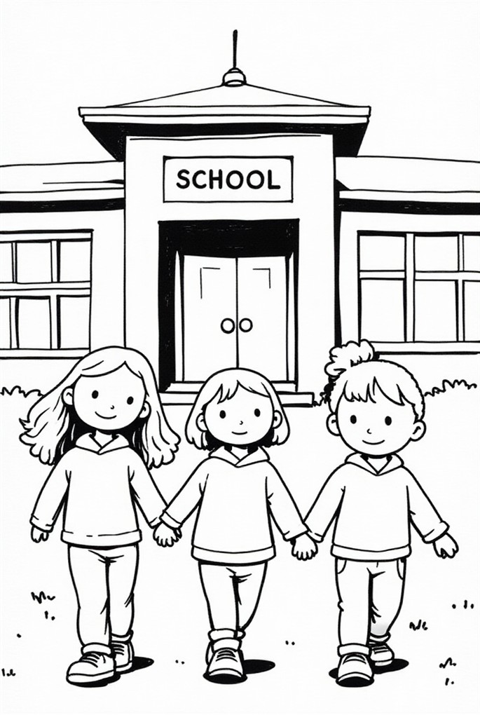 crianA§as na escola Página para colorir crianA§as na escola