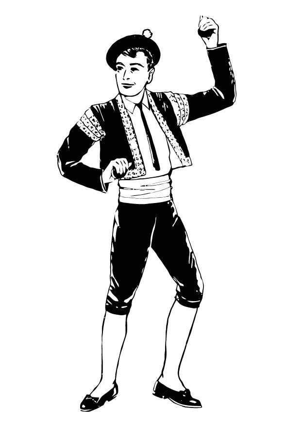 Página para colorir danA§arino de bolero com castanholas 