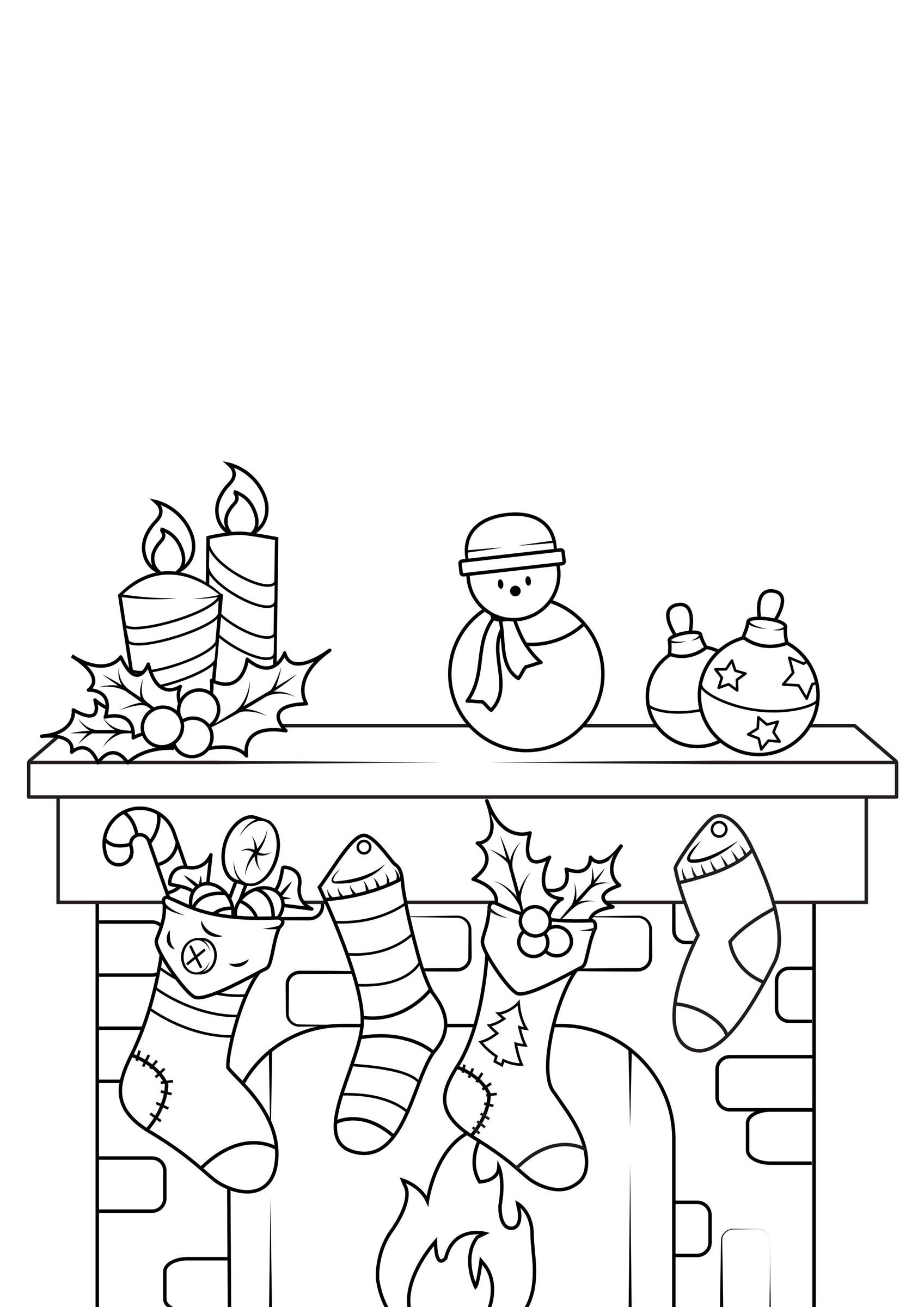 Página para colorir decoraA§Aµes de natal com meia de natal