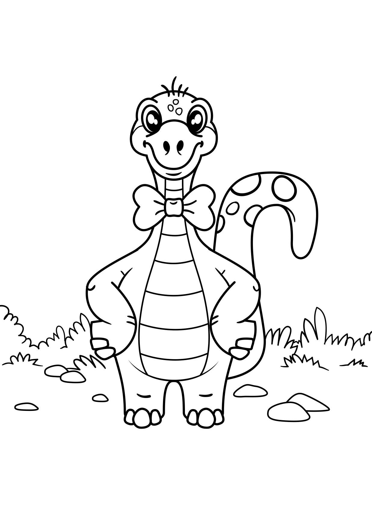 Página para colorir dinossauro com arco