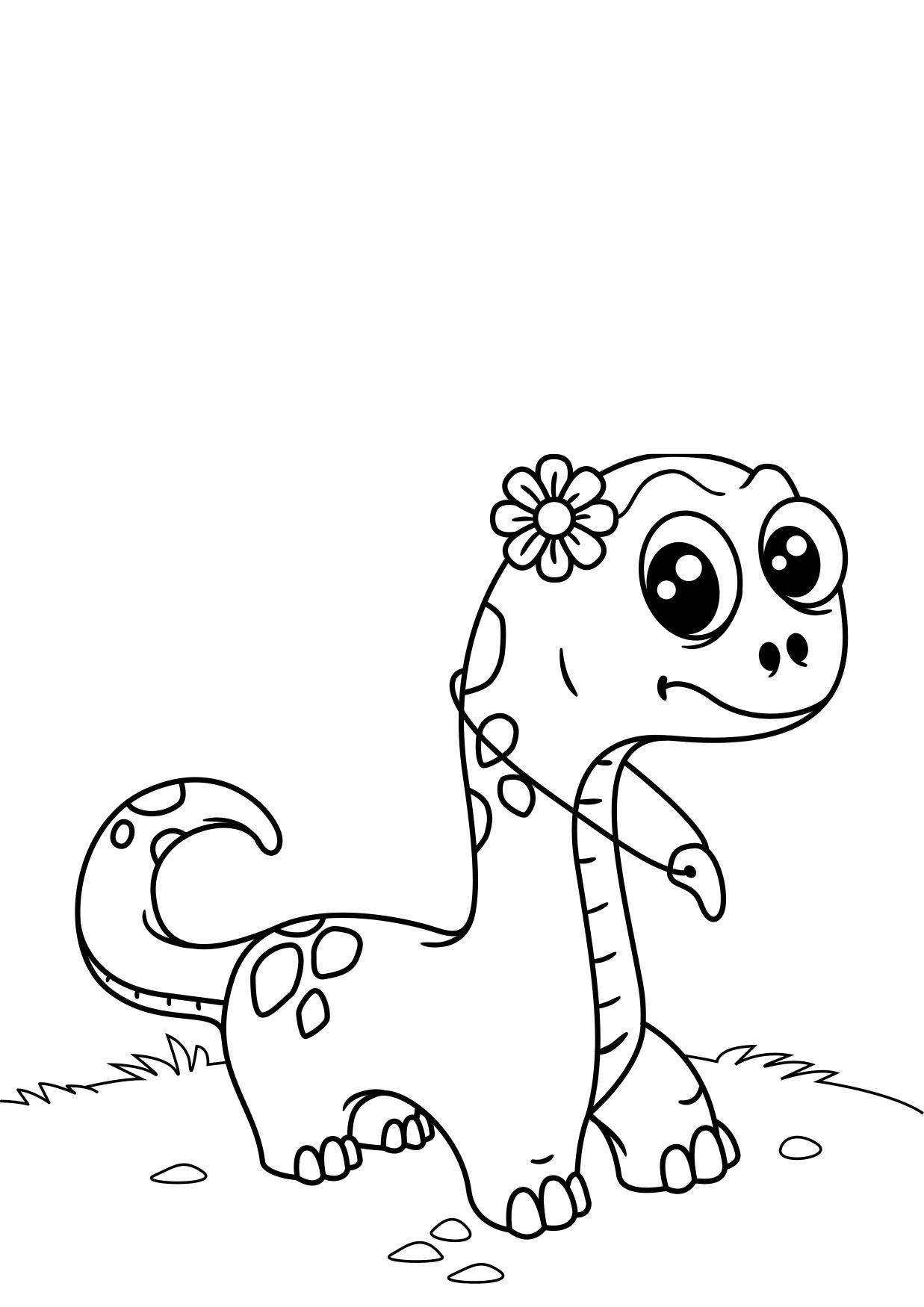 dinossauro com flor Página para colorir dinossauro com flor