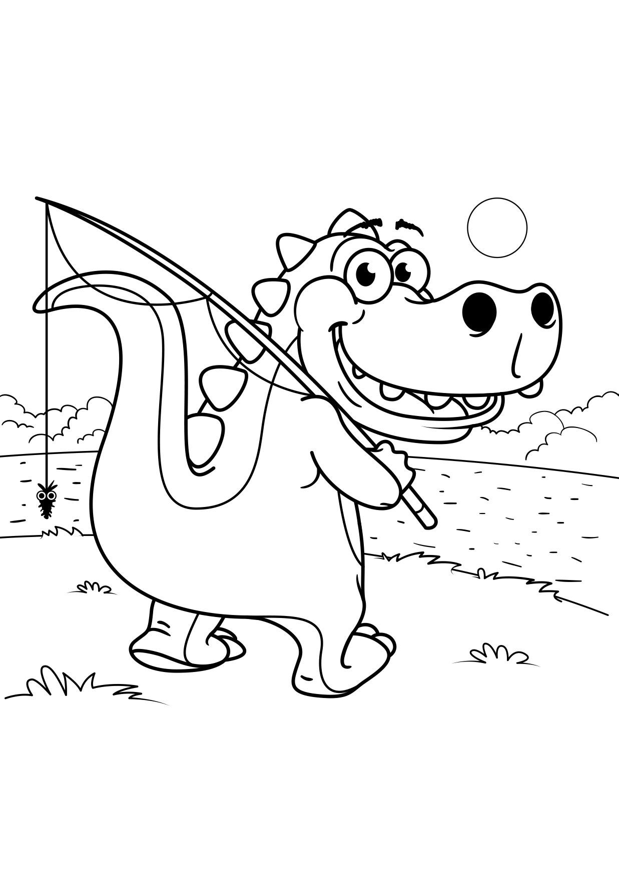 dinossauro vai pescar Página para colorir dinossauro vai pescar