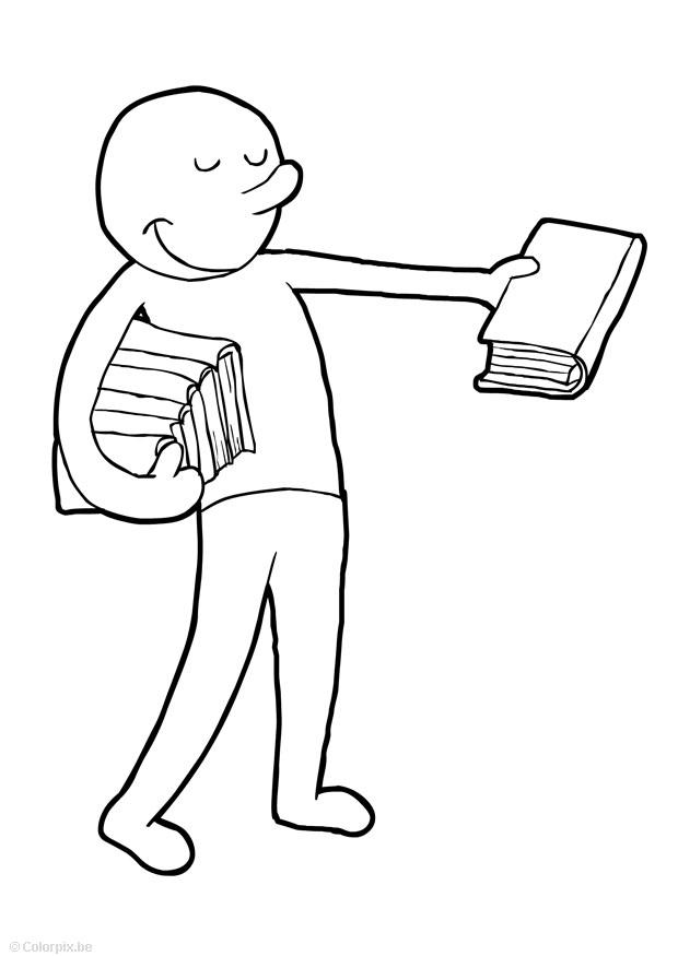 Página para colorir distribuir livros 