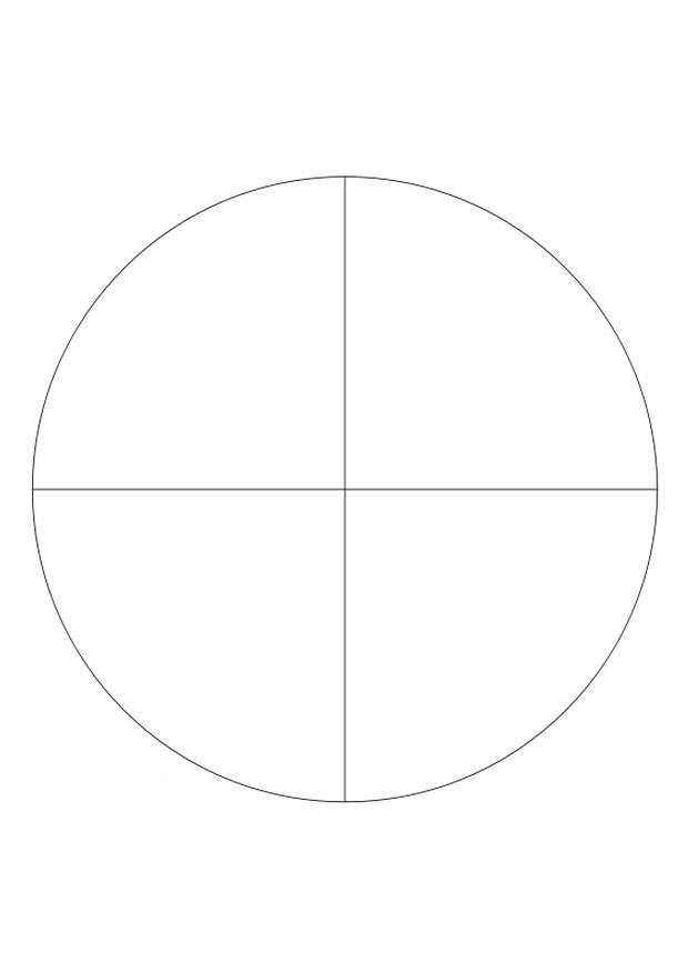 Página para colorir divisA£o - quatro partes