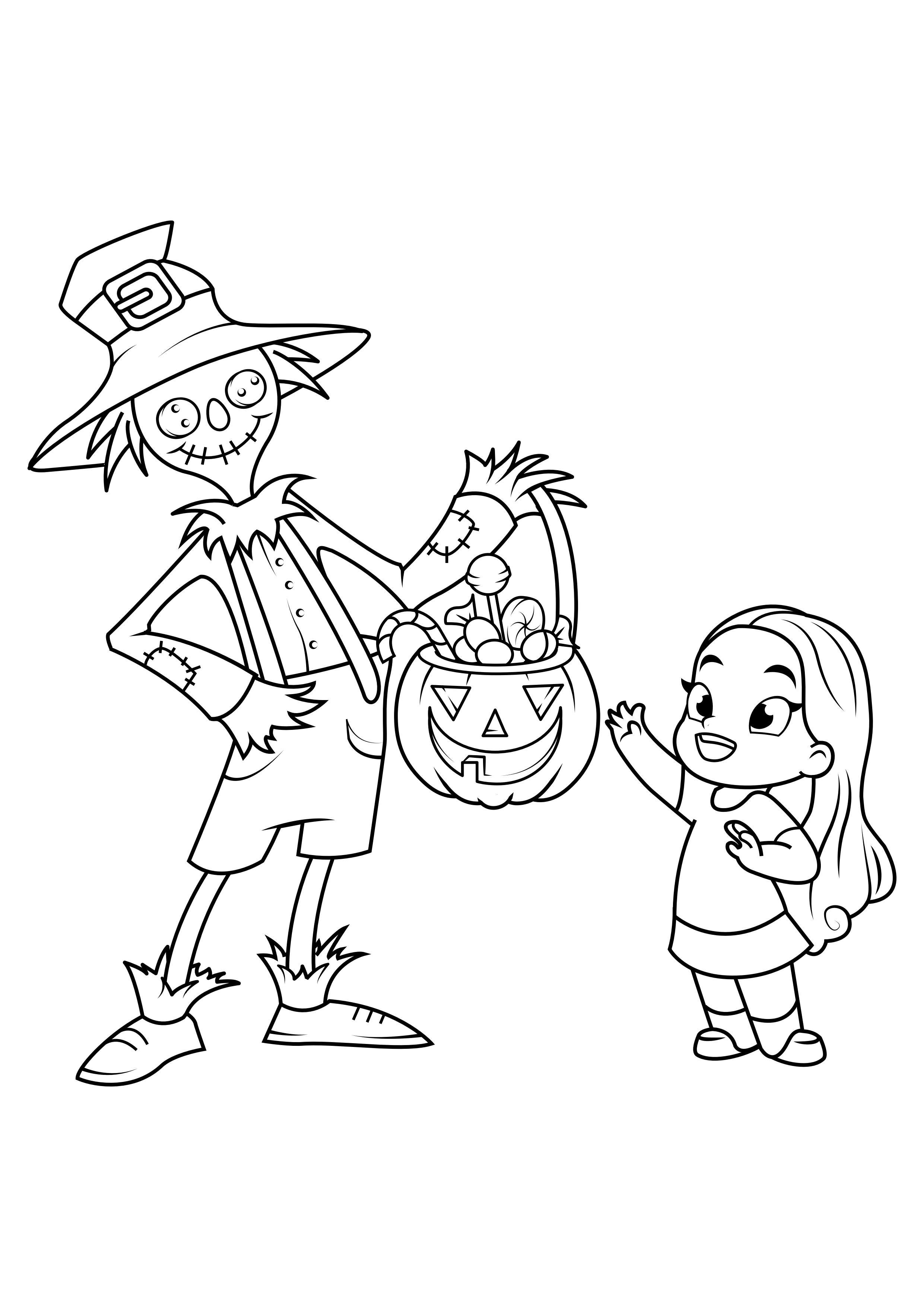 doce espantalho de doces de halloween doA§ura ou travessura Página para colorir doce espantalho de doces de halloween doA§ura ou travessura